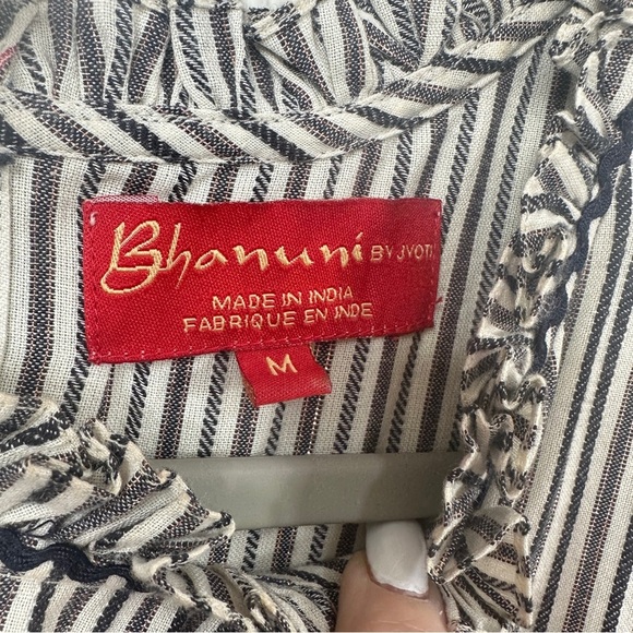 Anthropologie Bhanuni by Jyoti Plumier Blouse Beaded Boho Babydoll Top MEDIUM - Picture 7 of 10